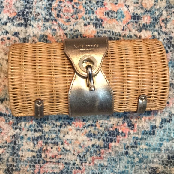 kate spade Handbags - Kate Spade Wicker and Gold Clutch